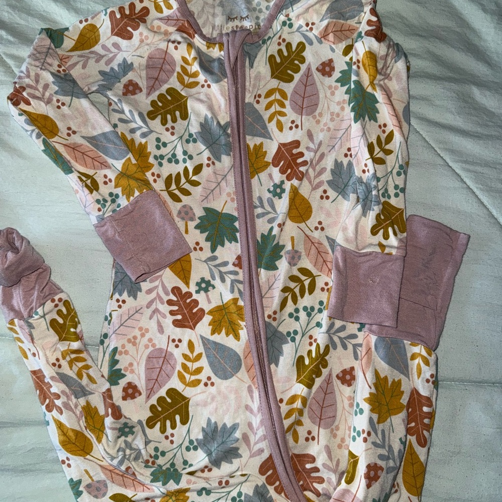 Little Sleepies Pink and Multicolor Leaf Pajamas